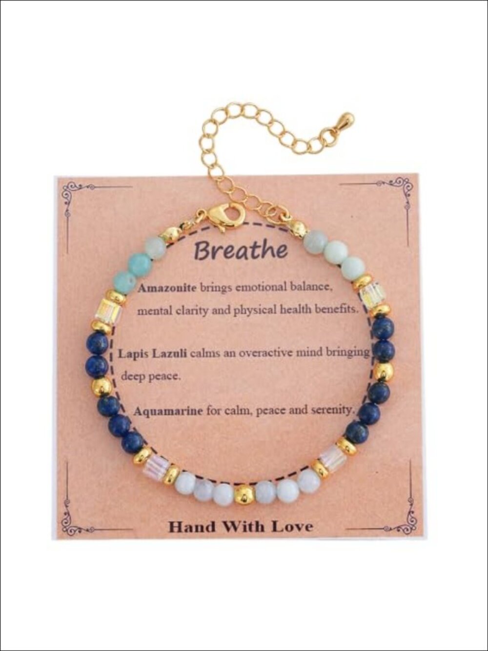 Natural Stone Crystal Link Bracelet Gold Plated Adjustable